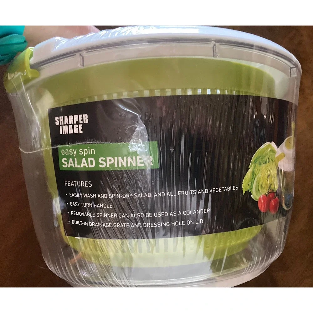 NEW Sharper Image Salad Spinner, Easy Spin-no Box